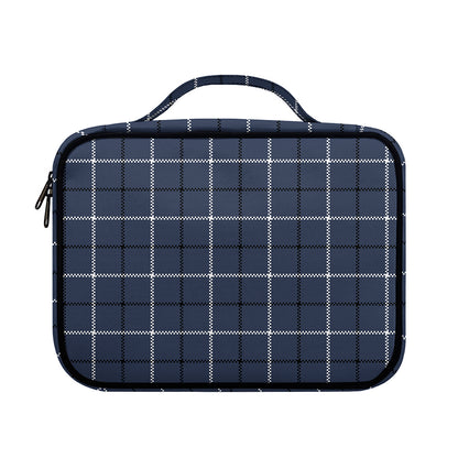 Dark Blue Tattersall Pattern Print Briefcase Bible Bag