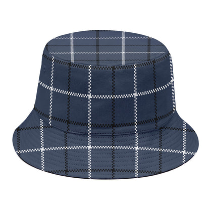Dark Blue Tattersall Pattern Print Bucket Hat