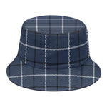 Dark Blue Tattersall Pattern Print Bucket Hat