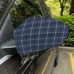 Dark Blue Tattersall Pattern Print Car Side Mirror Covers