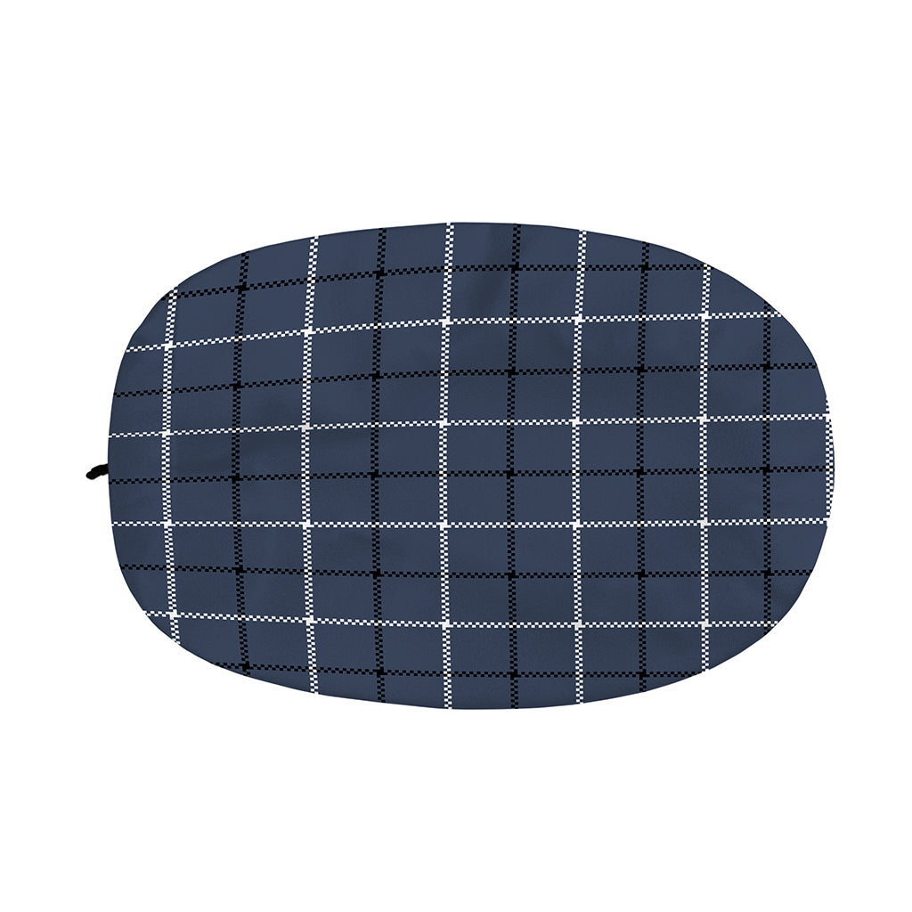 Dark Blue Tattersall Pattern Print Car Side Mirror Covers
