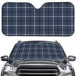 Dark Blue Tattersall Pattern Print Car Windshield Sun Shade