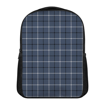 Dark Blue Tattersall Pattern Print Casual Backpack