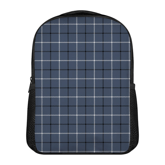 Dark Blue Tattersall Pattern Print Casual Backpack