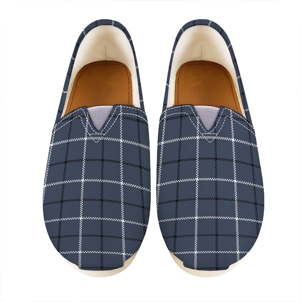 Dark Blue Tattersall Pattern Print Casual Shoes
