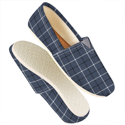 Dark Blue Tattersall Pattern Print Casual Shoes
