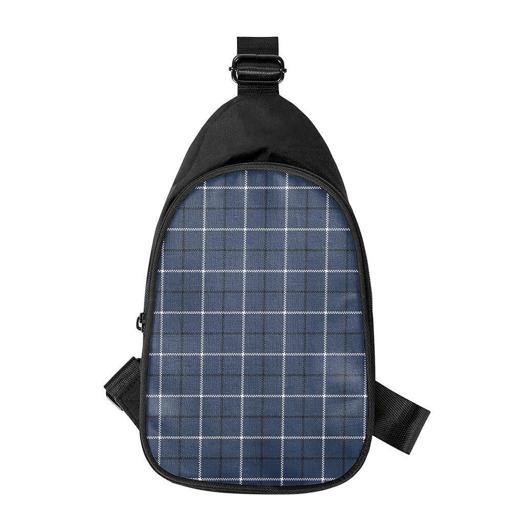 Dark Blue Tattersall Pattern Print Chest Bag