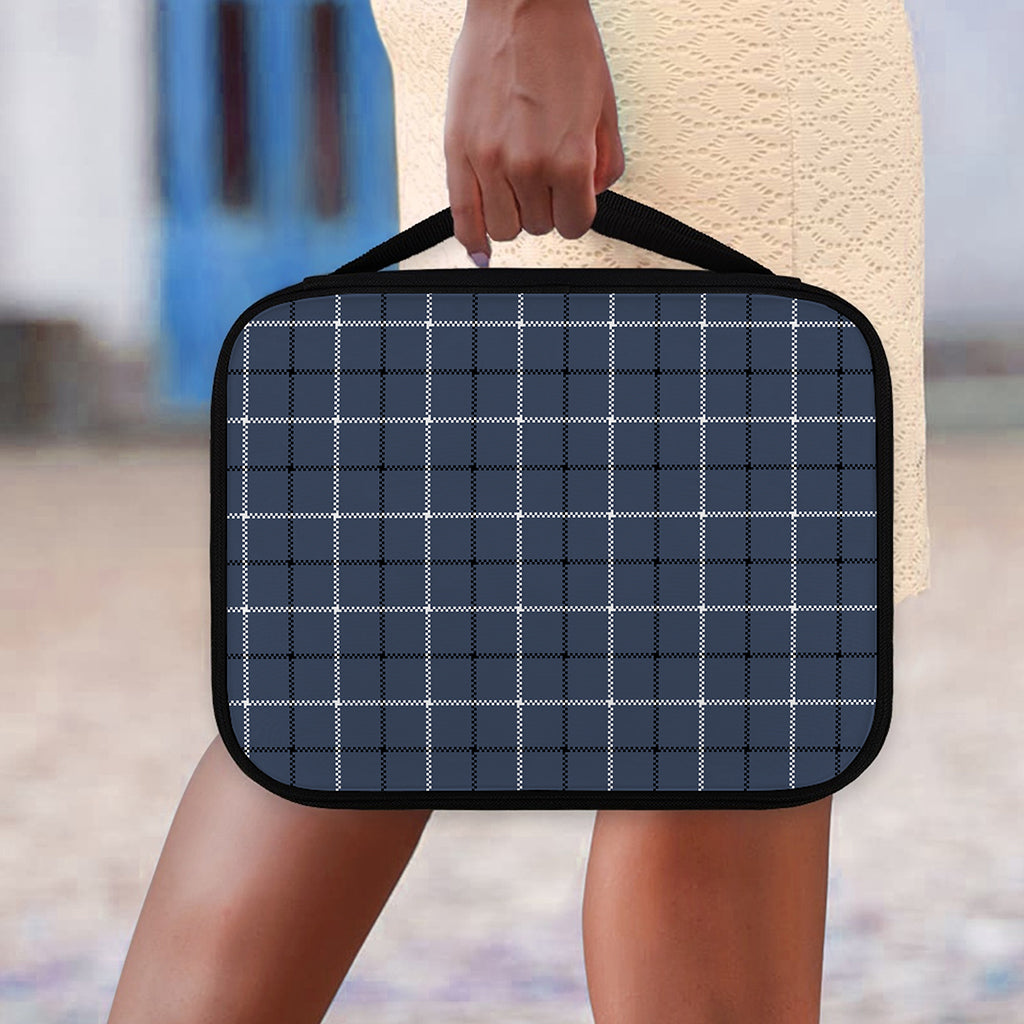 Dark Blue Tattersall Pattern Print Classic Bible Case