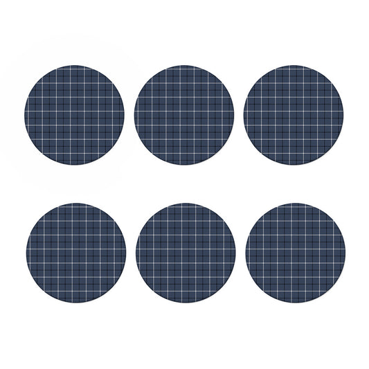 Dark Blue Tattersall Pattern Print Coaster Set