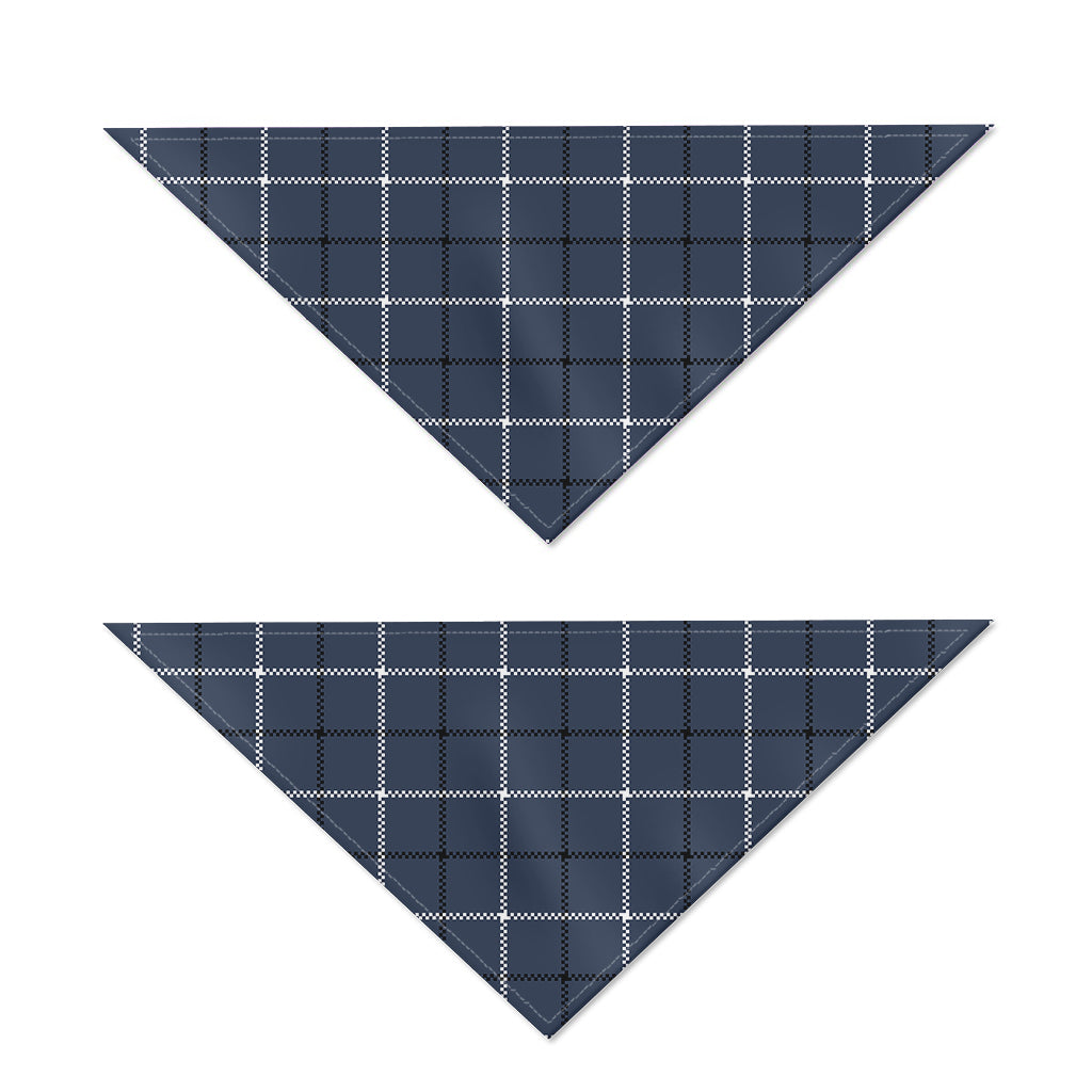 Dark Blue Tattersall Pattern Print Dog Bandana