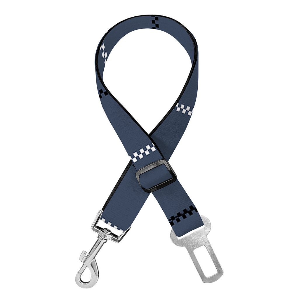 Dark Blue Tattersall Pattern Print Dog Seat Belt
