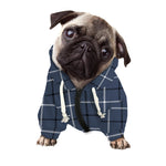 Dark Blue Tattersall Pattern Print Dog Zip Up Hoodie