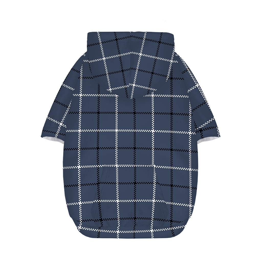 Dark Blue Tattersall Pattern Print Dog Zip Up Hoodie