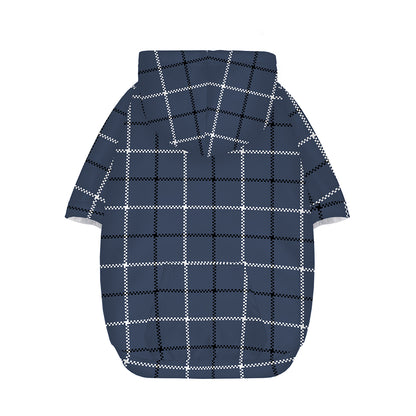Dark Blue Tattersall Pattern Print Dog Zip Up Hoodie