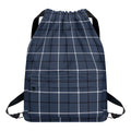 Dark Blue Tattersall Pattern Print Drawstring Backpack
