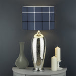 Dark Blue Tattersall Pattern Print Drum Lamp Shade