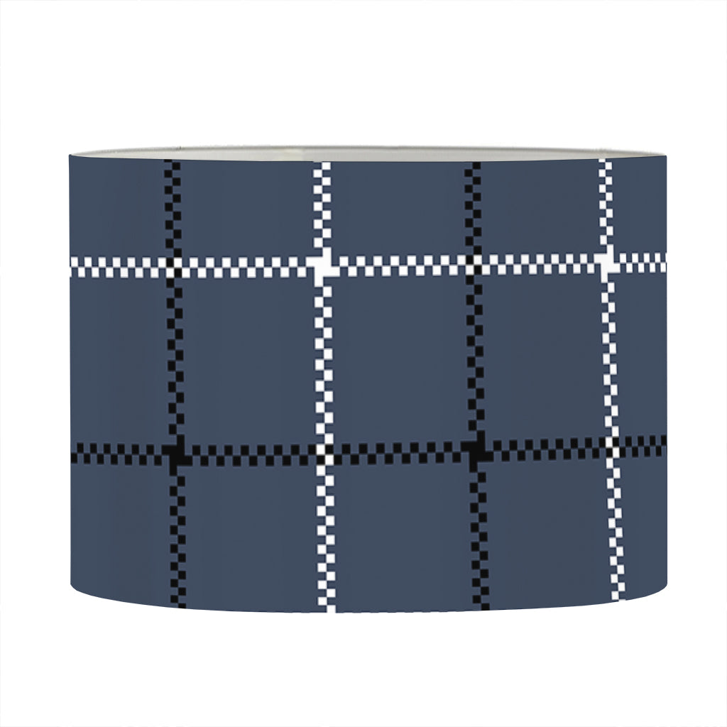 Dark Blue Tattersall Pattern Print Drum Lamp Shade