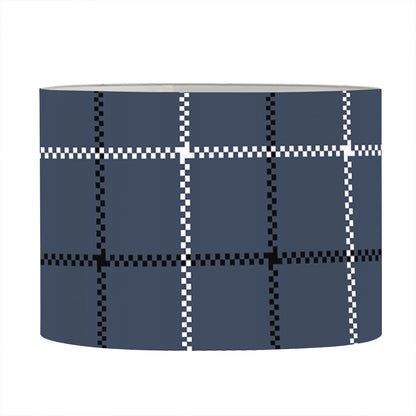 Dark Blue Tattersall Pattern Print Drum Lamp Shade