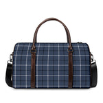 Dark Blue Tattersall Pattern Print Duffle Bag