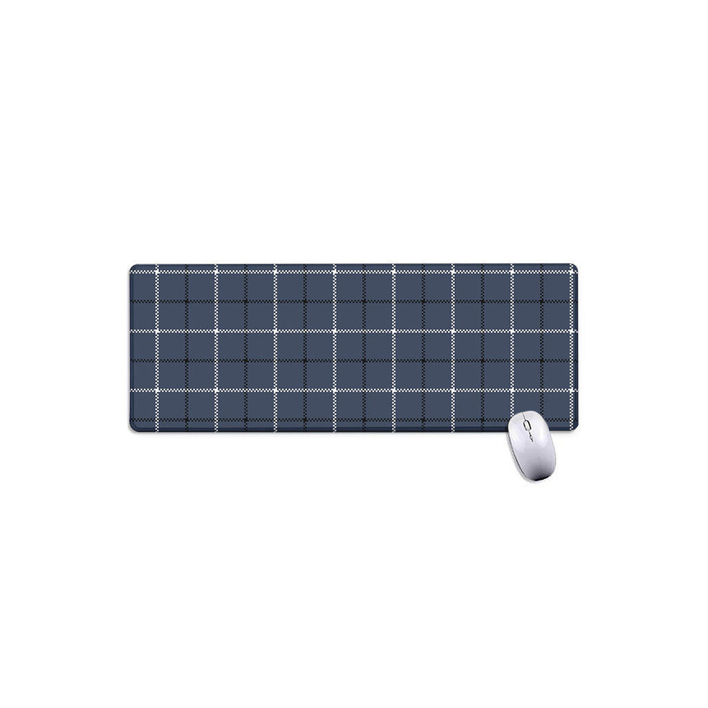 Dark Blue Tattersall Pattern Print Extended Mouse Pad