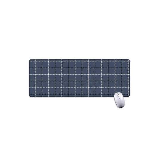 Dark Blue Tattersall Pattern Print Extended Mouse Pad