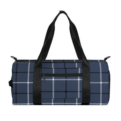 Dark Blue Tattersall Pattern Print Gym Bag