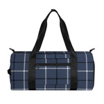 Dark Blue Tattersall Pattern Print Gym Bag