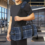 Dark Blue Tattersall Pattern Print Gym Bag