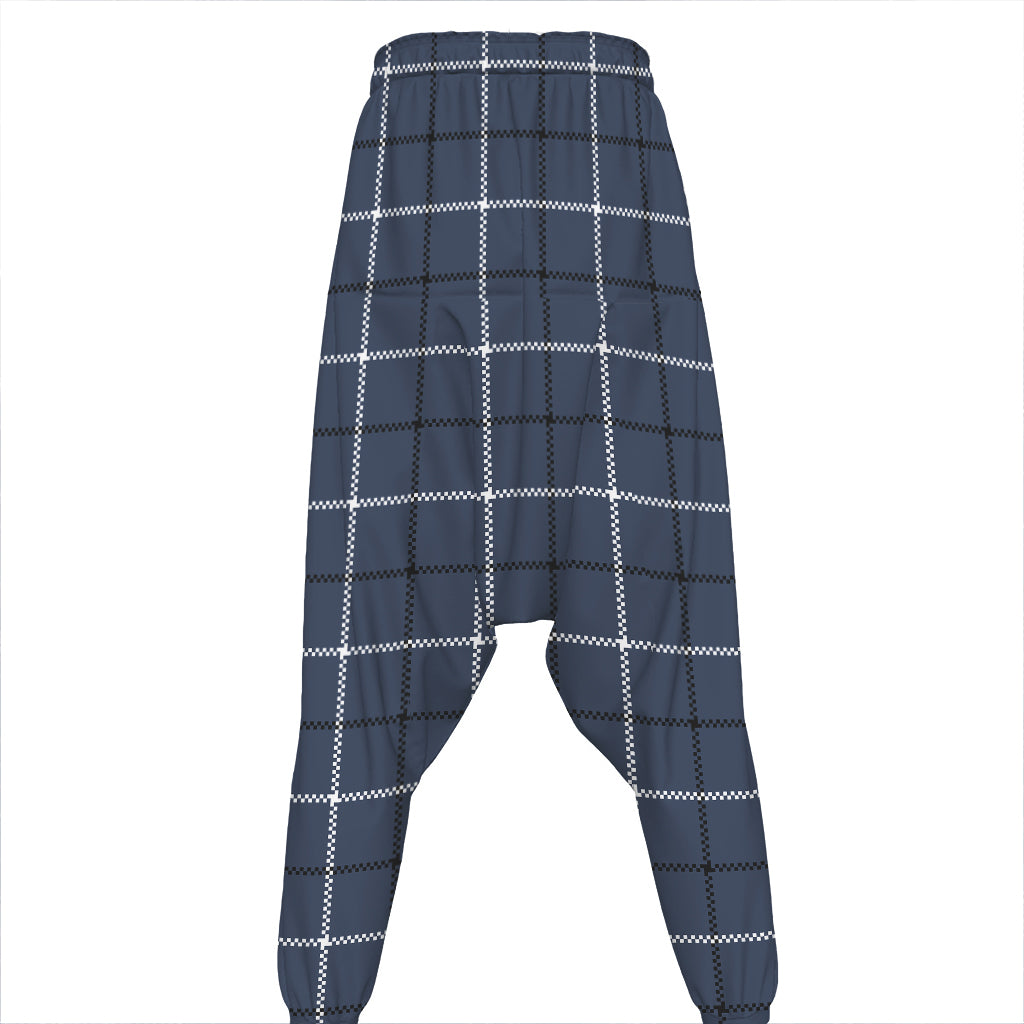 Dark Blue Tattersall Pattern Print Hammer Pants