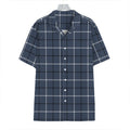Dark Blue Tattersall Pattern Print Hawaiian Shirt