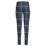 Dark Blue Tattersall Pattern Print High-Waisted Pocket Leggings