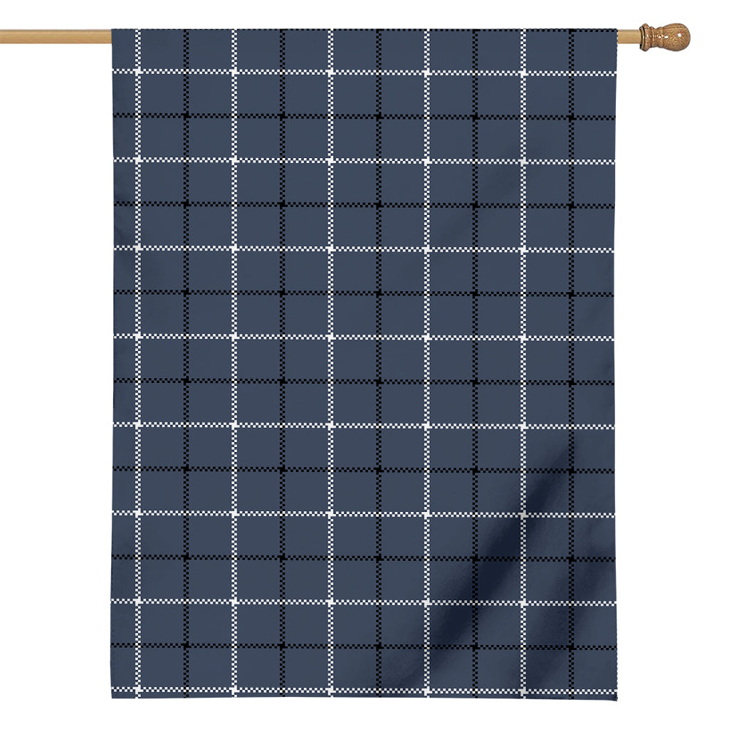 Dark Blue Tattersall Pattern Print House Flag