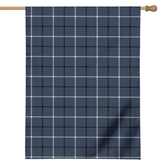 Dark Blue Tattersall Pattern Print House Flag