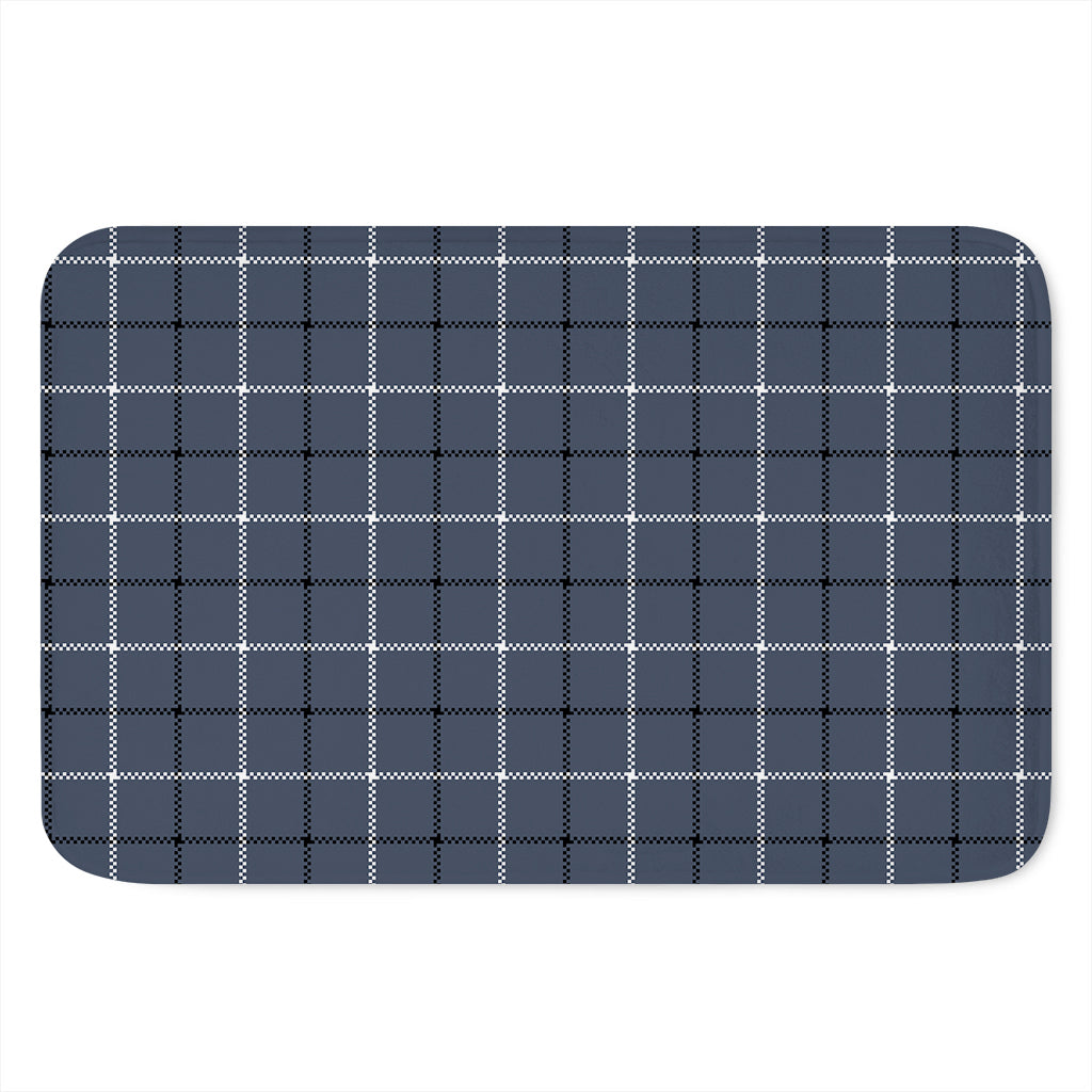 Dark Blue Tattersall Pattern Print Indoor Door Mat