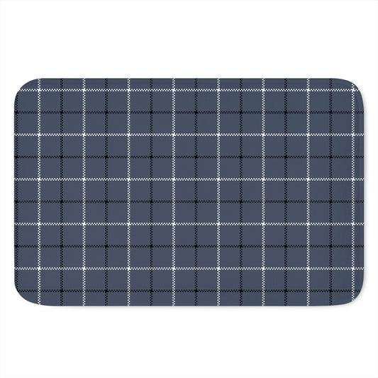 Dark Blue Tattersall Pattern Print Indoor Door Mat