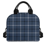 Dark Blue Tattersall Pattern Print Insulated Lunch Bag