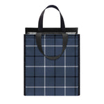 Dark Blue Tattersall Pattern Print Insulated Lunch Tote