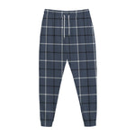 Dark Blue Tattersall Pattern Print Jogger Pants