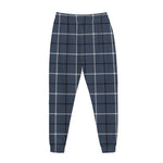Dark Blue Tattersall Pattern Print Jogger Pants