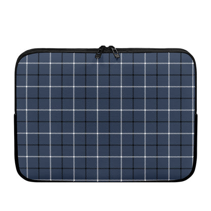 Dark Blue Tattersall Pattern Print Laptop Sleeve