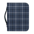 Dark Blue Tattersall Pattern Print Leather Bible Cover