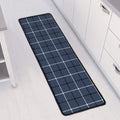 Dark Blue Tattersall Pattern Print Long Kitchen Mat