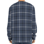 Dark Blue Tattersall Pattern Print Long Sleeve Baseball Jersey