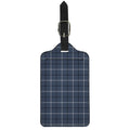 Dark Blue Tattersall Pattern Print Luggage Tag
