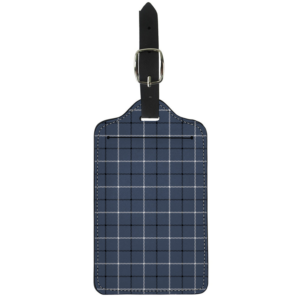 Dark Blue Tattersall Pattern Print Luggage Tag