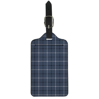 Dark Blue Tattersall Pattern Print Luggage Tag