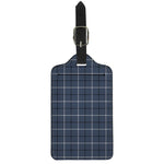 Dark Blue Tattersall Pattern Print Luggage Tag