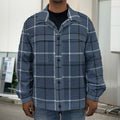 Dark Blue Tattersall Pattern Print Men's Shirt Jacket