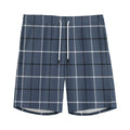 Dark Blue Tattersall Pattern Print Men's Athletic Shorts