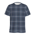 Dark Blue Tattersall Pattern Print Men's Athletic T-Shirt